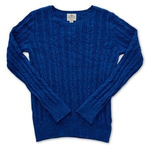St. John's Bay Cable Knit Sweater Women's Size Small Blue Crew Neck